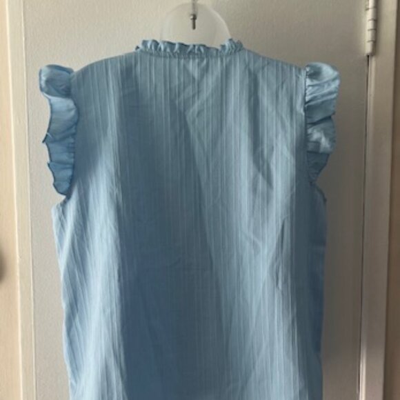 Mexican Floral Embroidered Top ~ Baby Blue - Picture 5 of 6